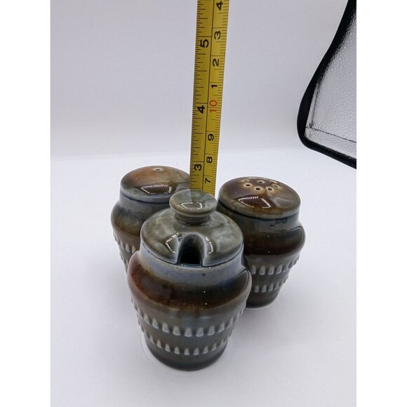 Vintage Wade Irish Porcelain Shamrock Salt & Pepper Shaker Set With Mustard Pot - Picture 5 of 14